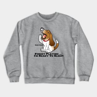 Basset Hound Lazy Sleepy Yawning Dog Cartoon Crewneck Sweatshirt